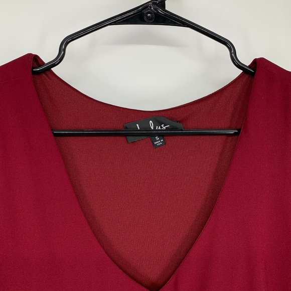 Lulus Dress Burgundy Red Mini V Neck Slit Sleeve Shifting Dears - Picture 4 of 11